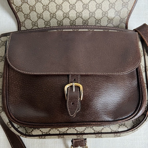 Vintage 70s Gucci Horsebit Print Flap Shoulder Bag - Picture 7 of 16